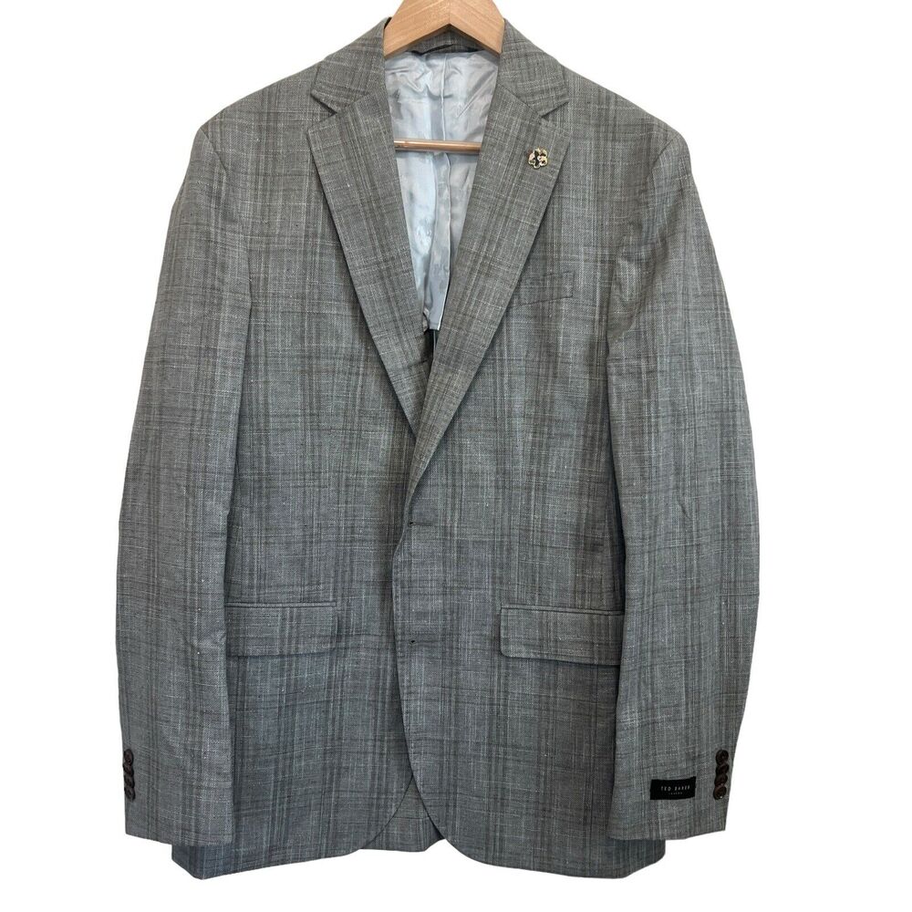 TED BAKER LONDON Karl Plaid Wool Blend Blazer Size 40 L